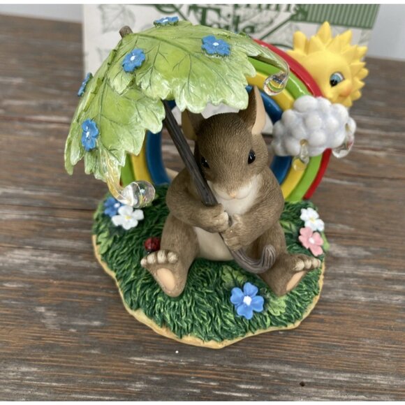 Vtg Fitz & Floyd Charming Tails 2001 Figurine Theres No Rainbow Without The Rain - Picture 1 of 8